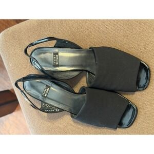 Stuart‎ Weitzman Black Slingback Block Heel Sandals Women's Size 7.5 M 40545